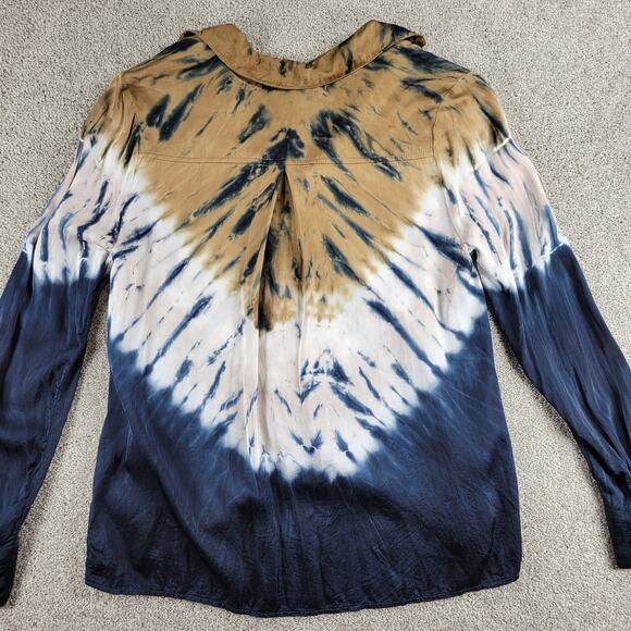 Young Fabulous & Broke Womens Susan Shirt Medium Blue T an Tie Dye Button Down - Picture 12 of 12